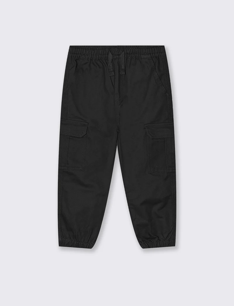 Pantaloni cargo in twill per il tempo libero - Nero