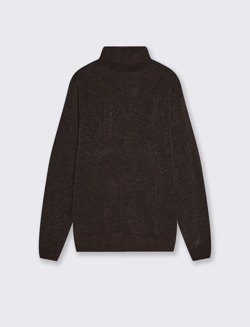 Maglia dolcevita basic in ciniglia - Moro