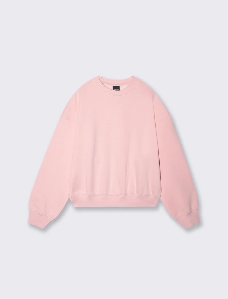 Felpa over crop con paricollo elegante - Rosa chiaro