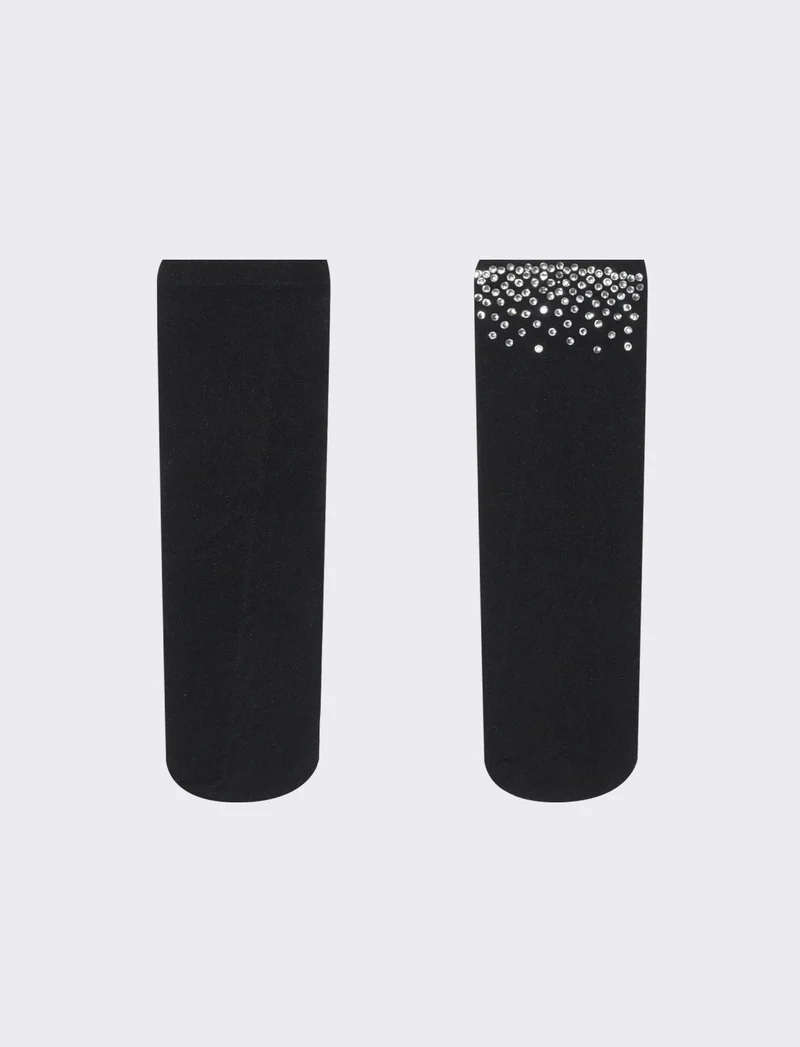 Calzini in microfibra con strass, 1 paio - Nero