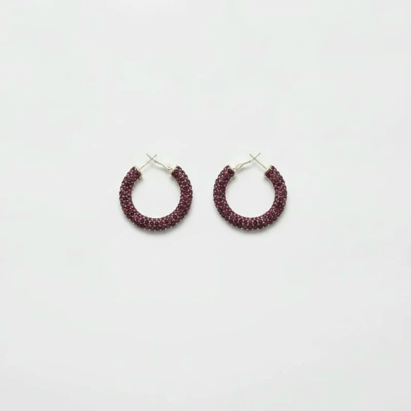 Orecchini a cerchio piccolo con strass - Rosa