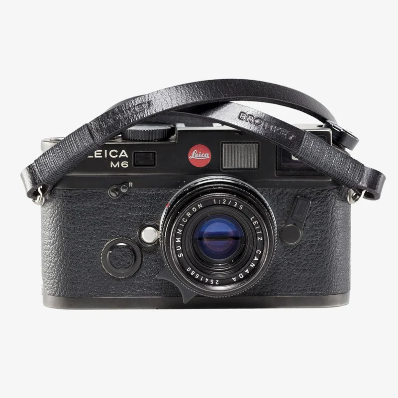 Tokyo #104 - Black & black leather camera strap