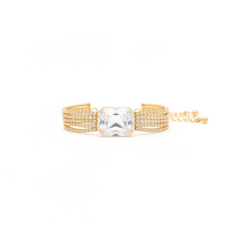 Bracciale in strass con grande pietra - Oro