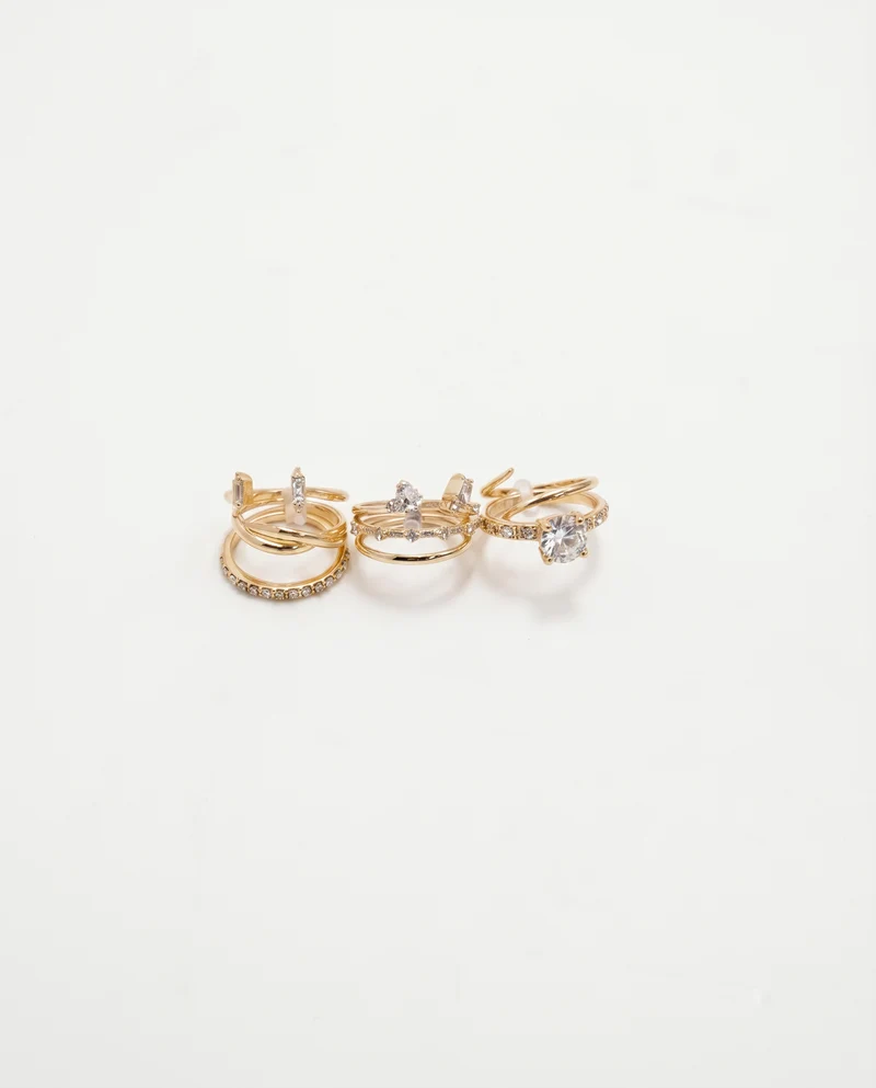 Anelli con strass in 8 forme diverse - Oro