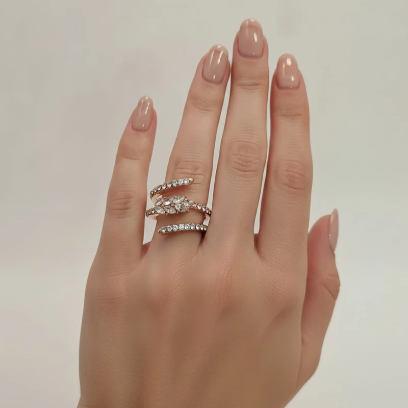 Anello elica con strass - Oro rosa