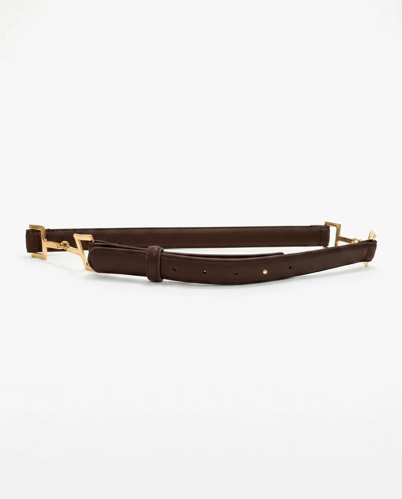 Cintura doppio ganci h 2 cm - Marrone