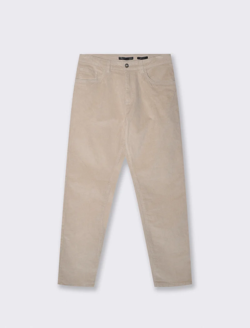 Pantaloni 5 tasche in velluto a coste - Sabbia