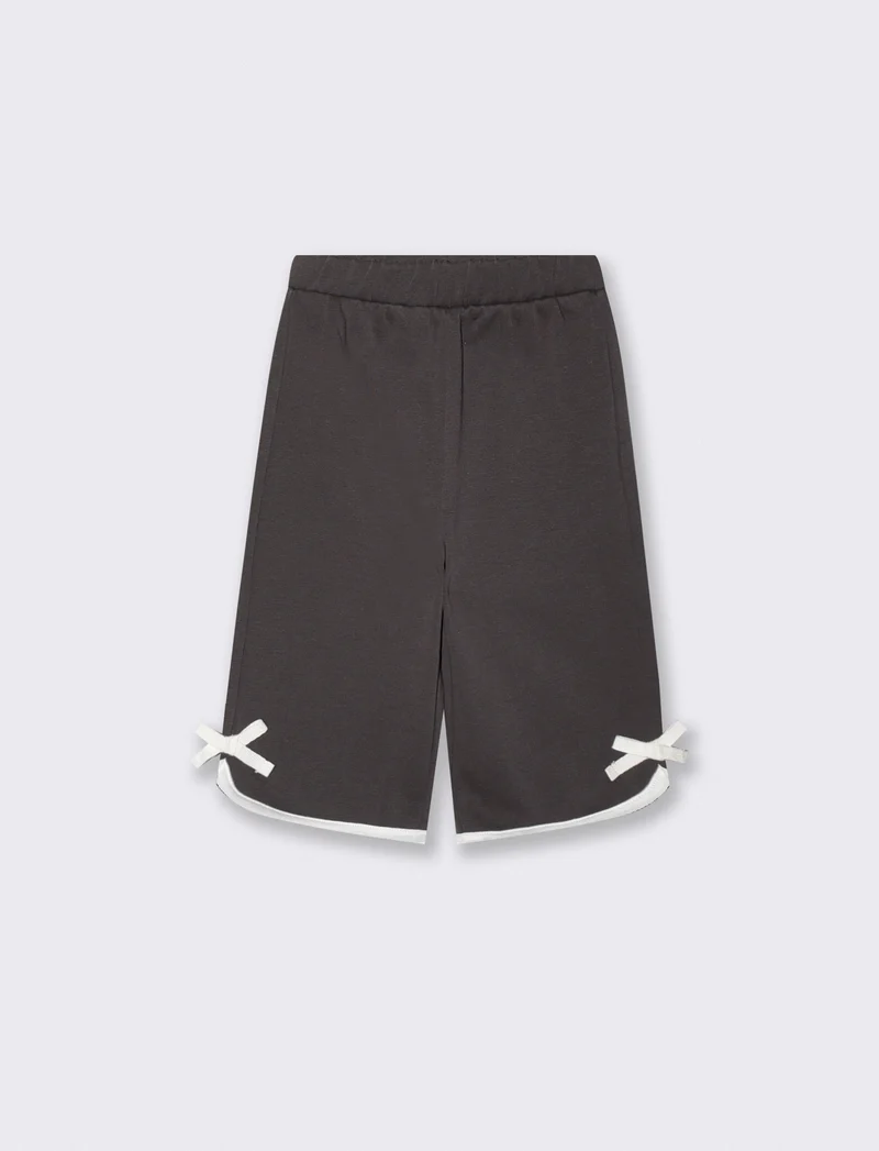 Jogger sportivi con fiocchetti decorativi - Grigio piombo
