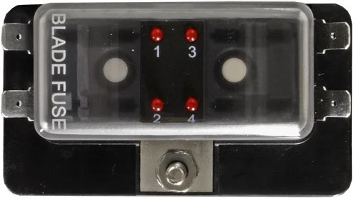 Scatola portafusibili a lama standard con barra collettrice comune a LED/connessione a lama da 6.3 mm