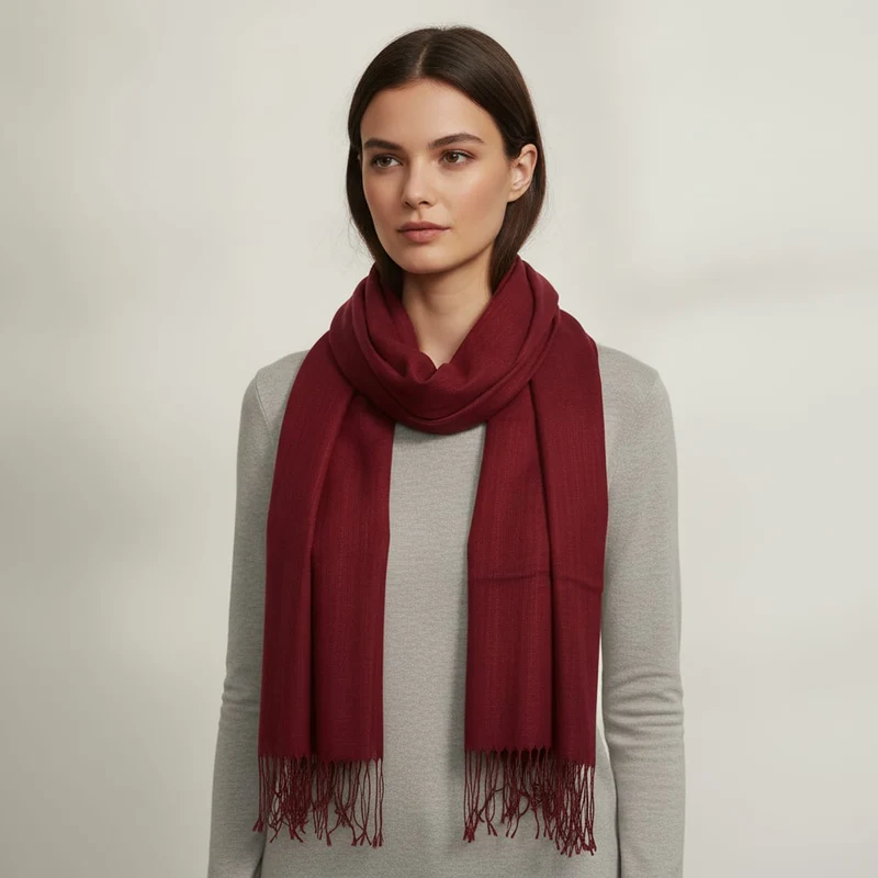 Foulard basic con frange eleganti - Bordeaux
