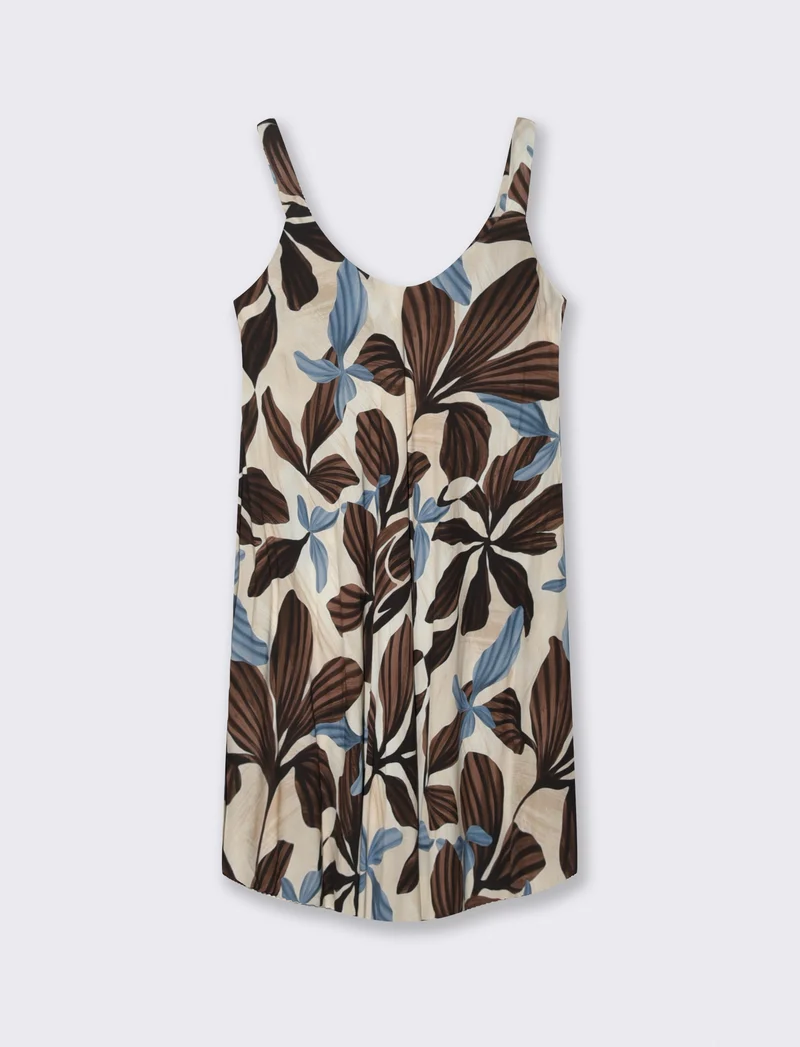 Vestito in viscosa stampato con bretelline - Moro