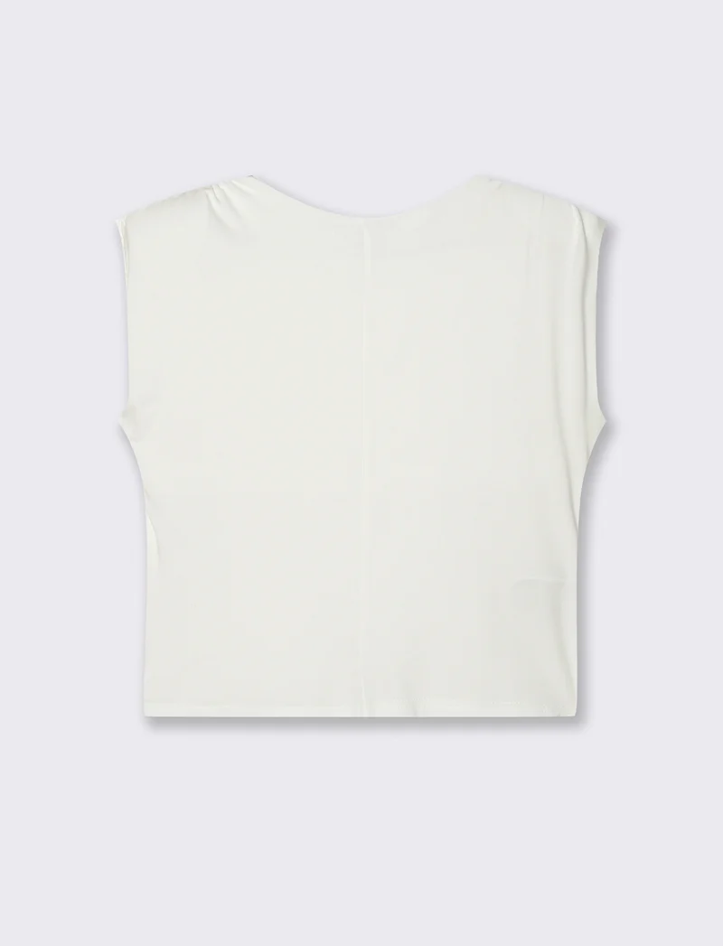 Tshirt smanicata con spalline - Bianco latte