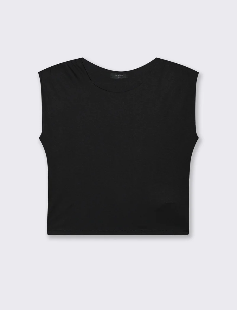 Tshirt smanicata con spalline - Nero
