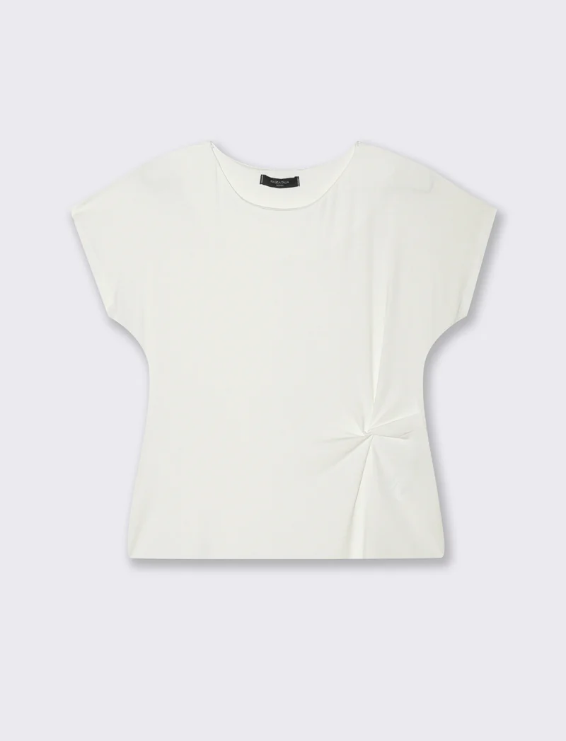 Tshirt con nodo in viscosa - Bianco latte