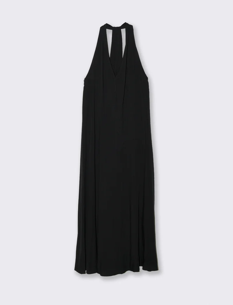 Vestito lungo in viscosa con incrocio sulla schiena - Nero