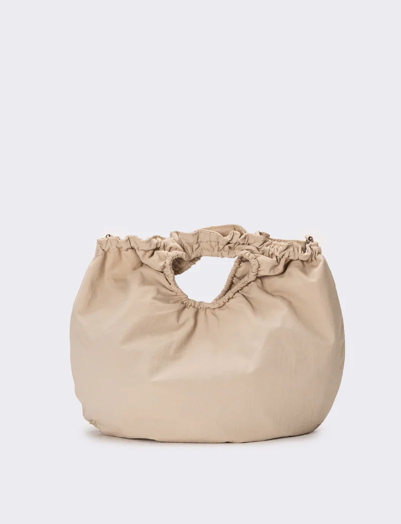 Borsa donna con manico arricciato - Beige