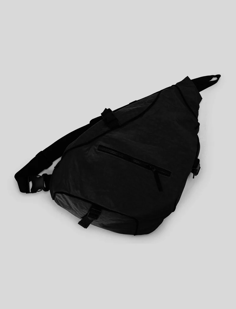 Borsa uomo monospalla grande in nylon - Nero