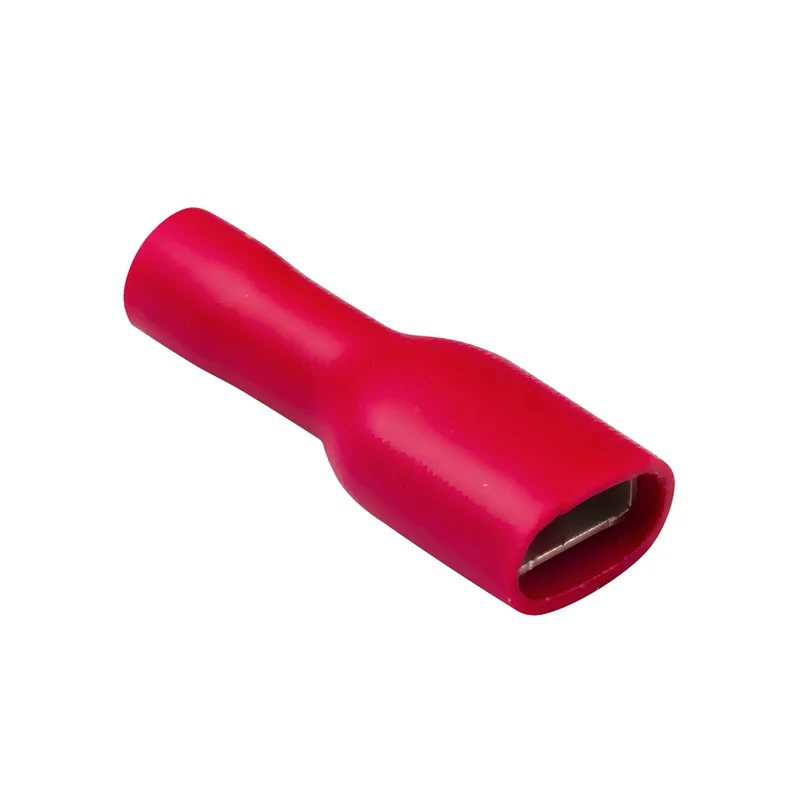 Terminale a forcella femmina rosso completamente isolato da 6.3 mm / confezione da 100