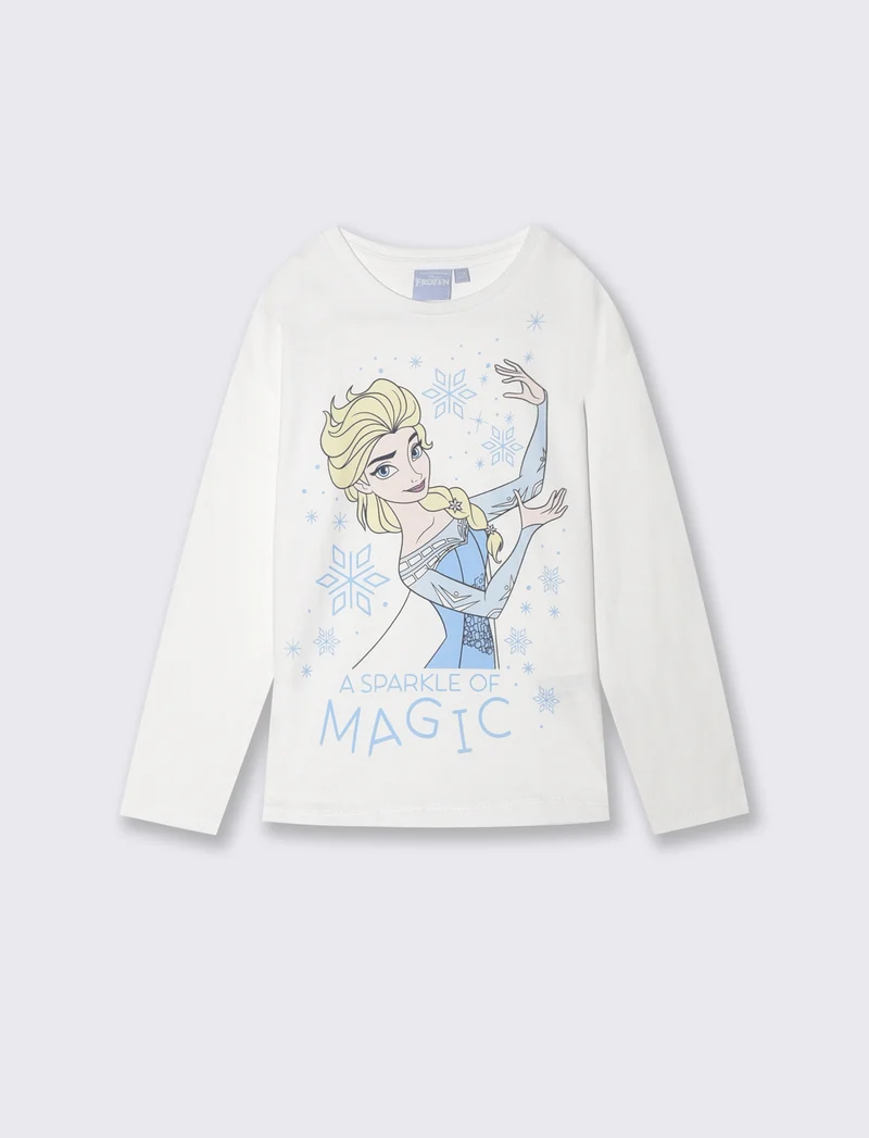 T-shirt manica lunga Disney/Frozen in cotone - Bianco