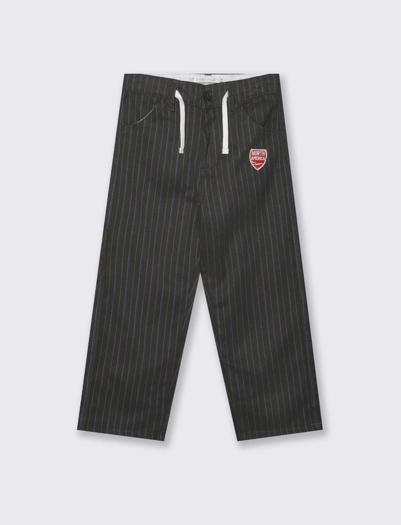 Pantaloni a righe con toppa e cintura - Righe