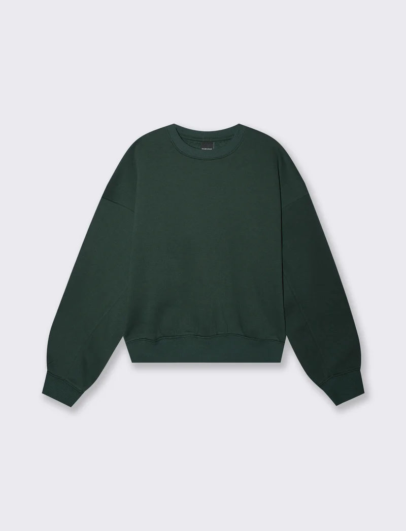 Felpa over crop con paricollo elegante - Verde bosco