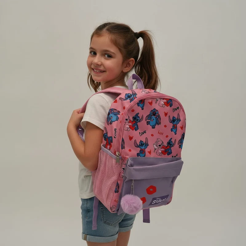Zaino bambina fuxia Stitch e rosa Hello Kitty - Fuxia