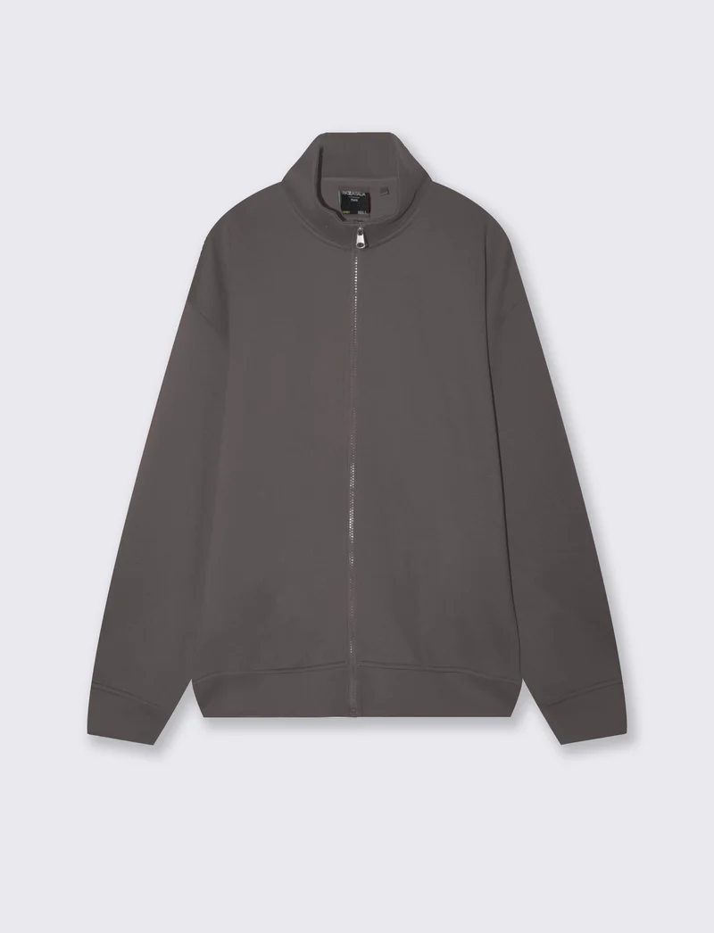 Felpa Cardigan Soft Touch Relaxed Fit - Grigio