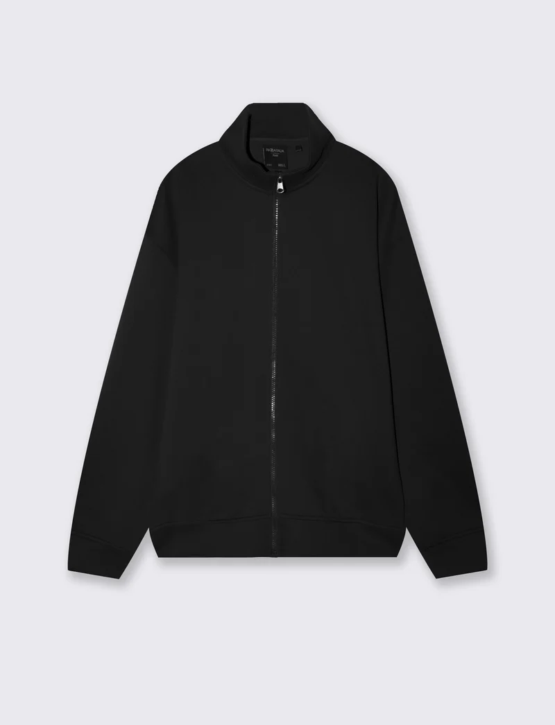 Felpa Cardigan Soft Touch Relaxed Fit - Nero