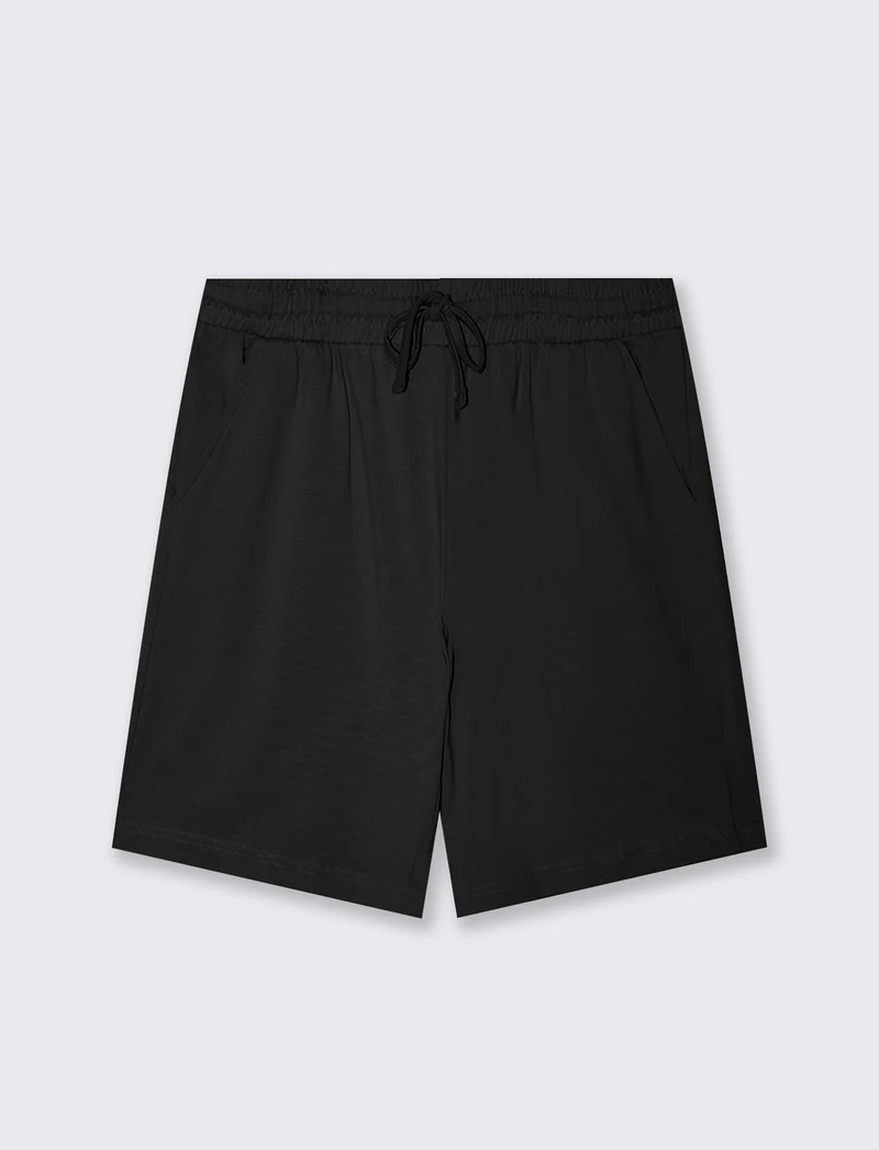 Bermuda Jogger Relaxed Fit in Cotone - Nero