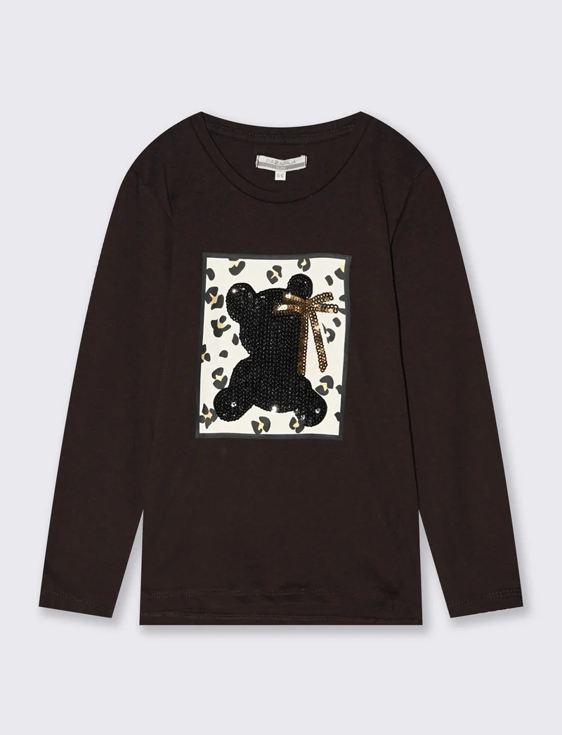 Maglia in cotone manica lunga - Marrone cioccolato