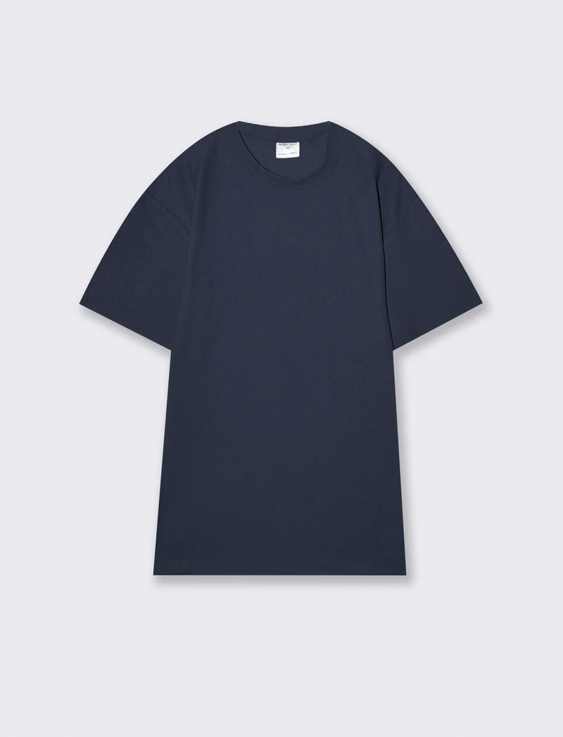 T-shirt girocollo micro waffle regular fit - Blu