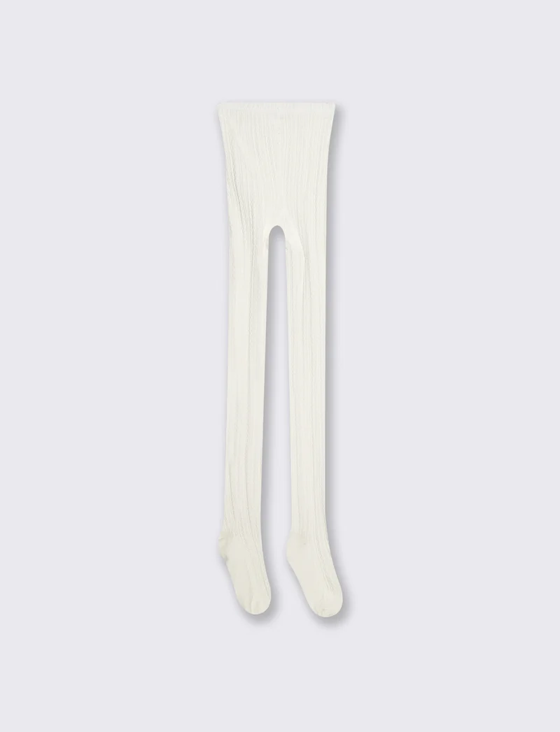 Calze elastiche con motivo ad intreccio morbido - Bianco latte