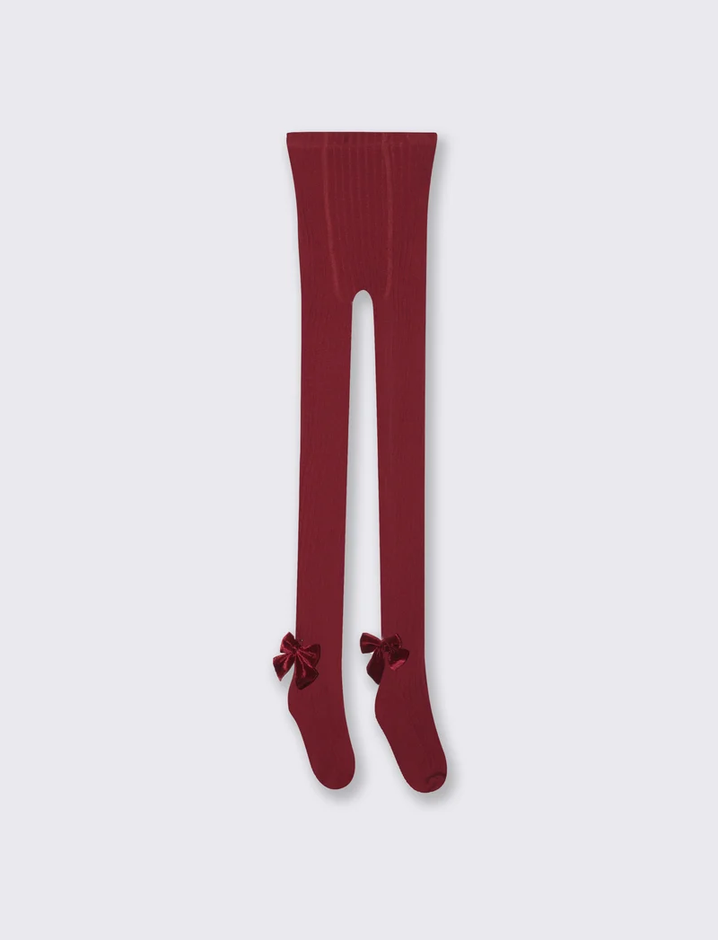 Calze elastiche con fiocco in velluto - Bordeaux