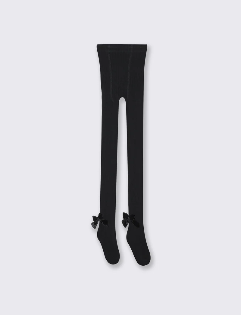 Calze elastiche con fiocco in velluto - Nero