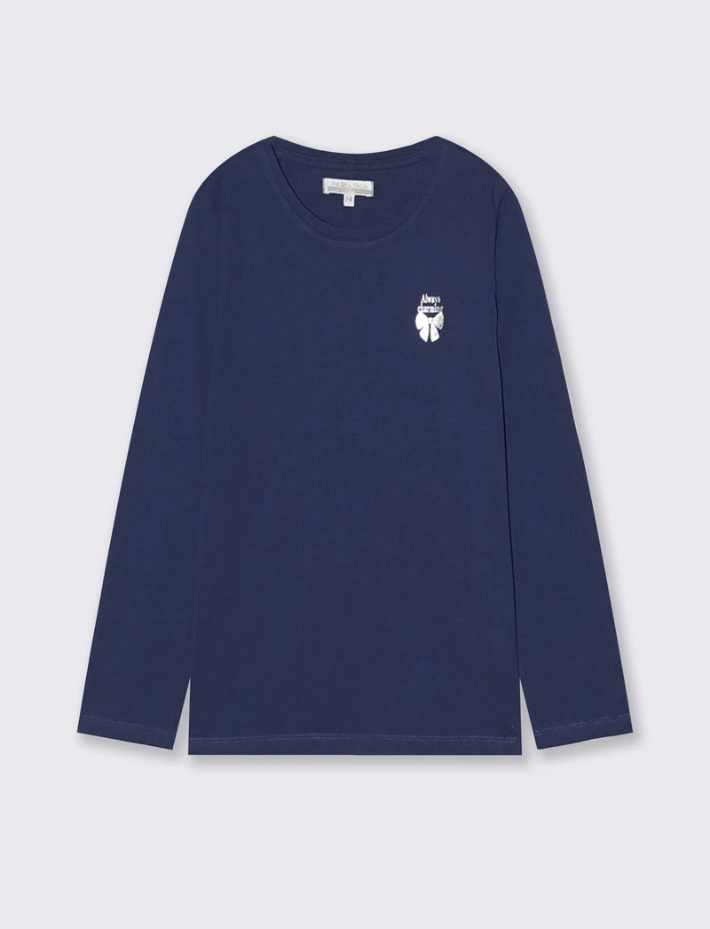 T-shirt maniche lunghe bambina in cotone - Blu