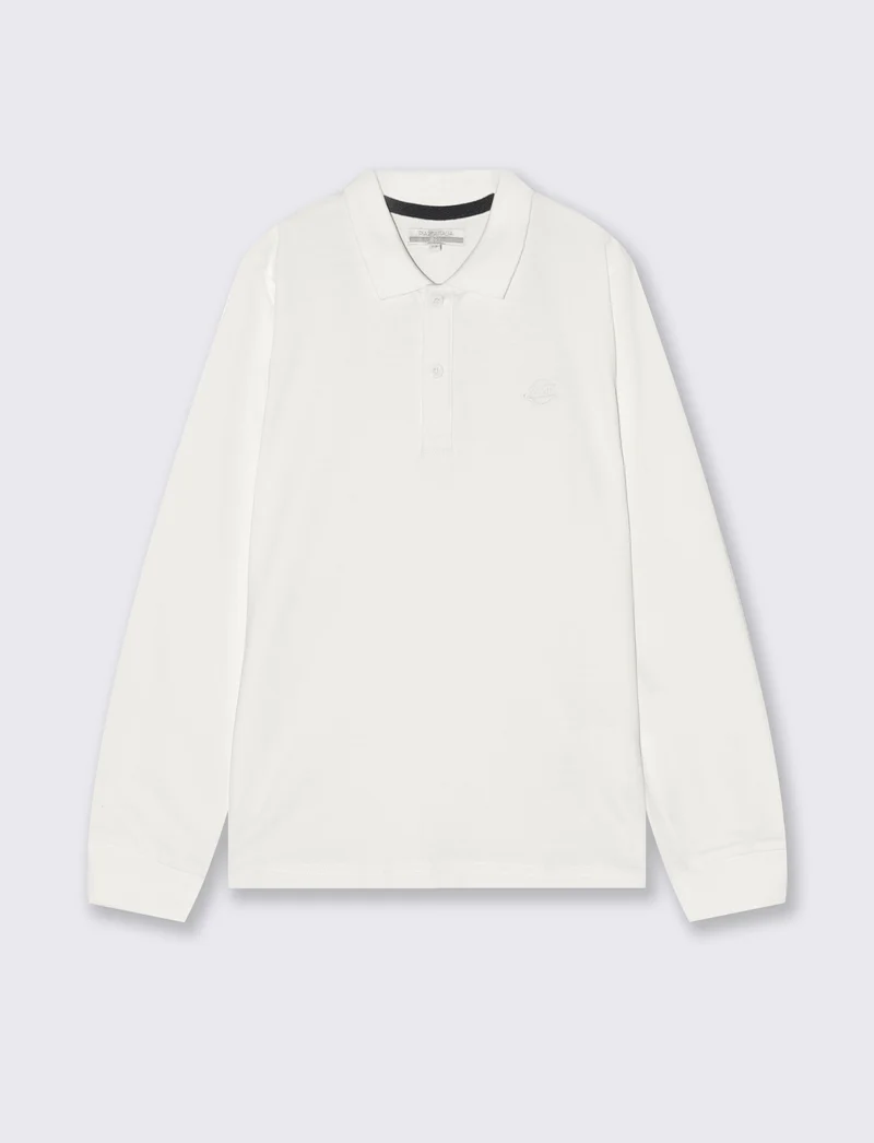 T-shirt con colletto e ricamo elegante - Bianco latte