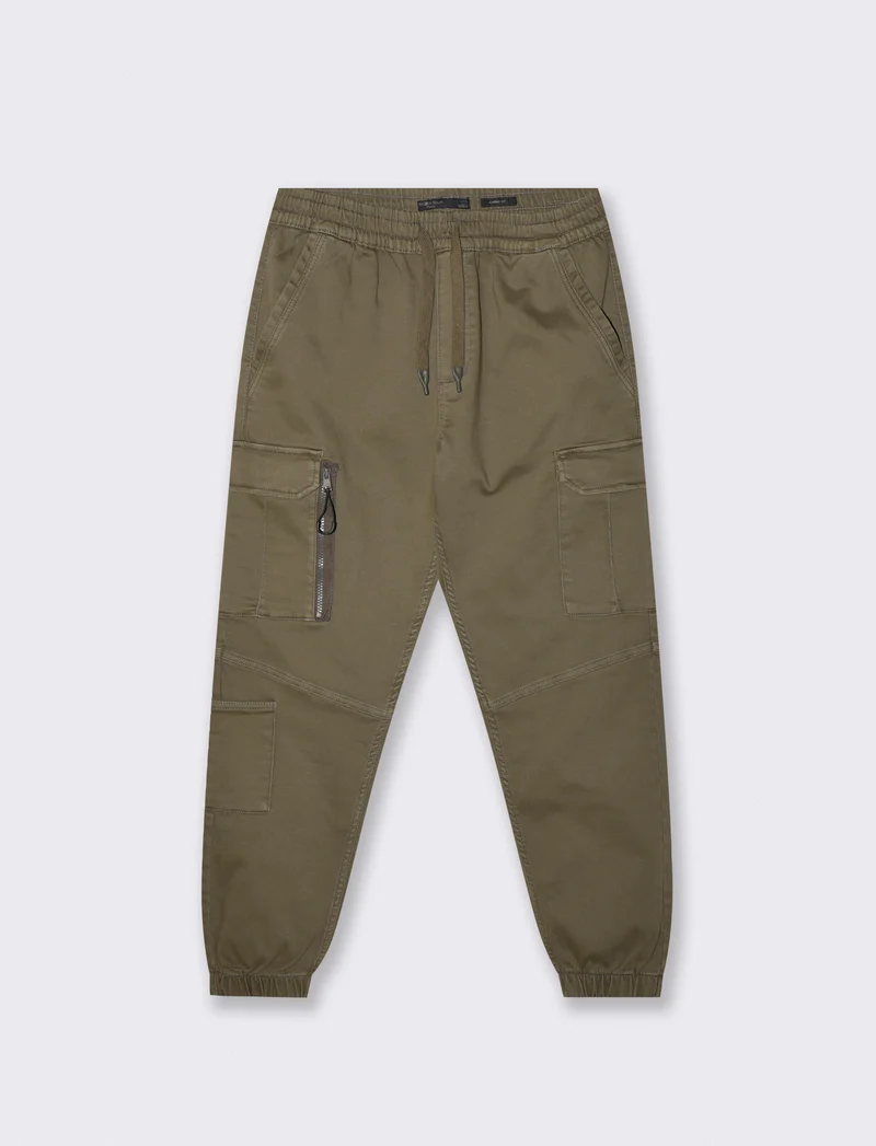 Pantaloni Jogger Cargo Fit con Tasche - Verde kaki