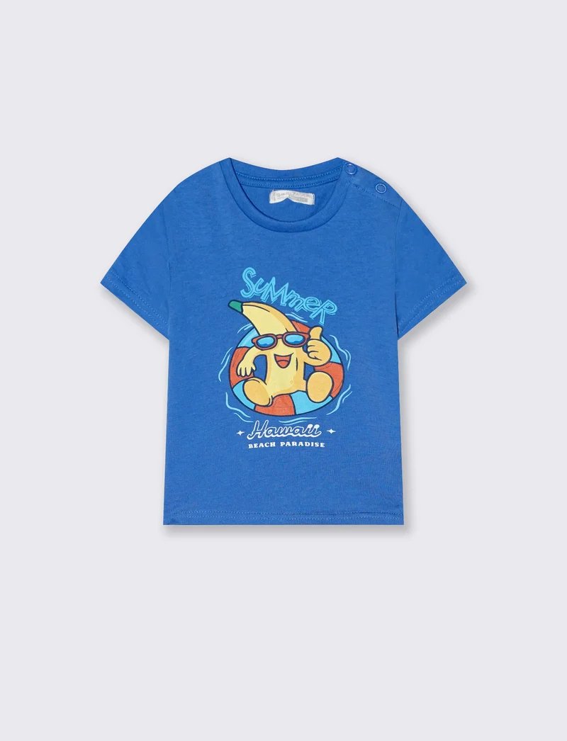 T shirt girocollo manica corta estiva - Blu oceano