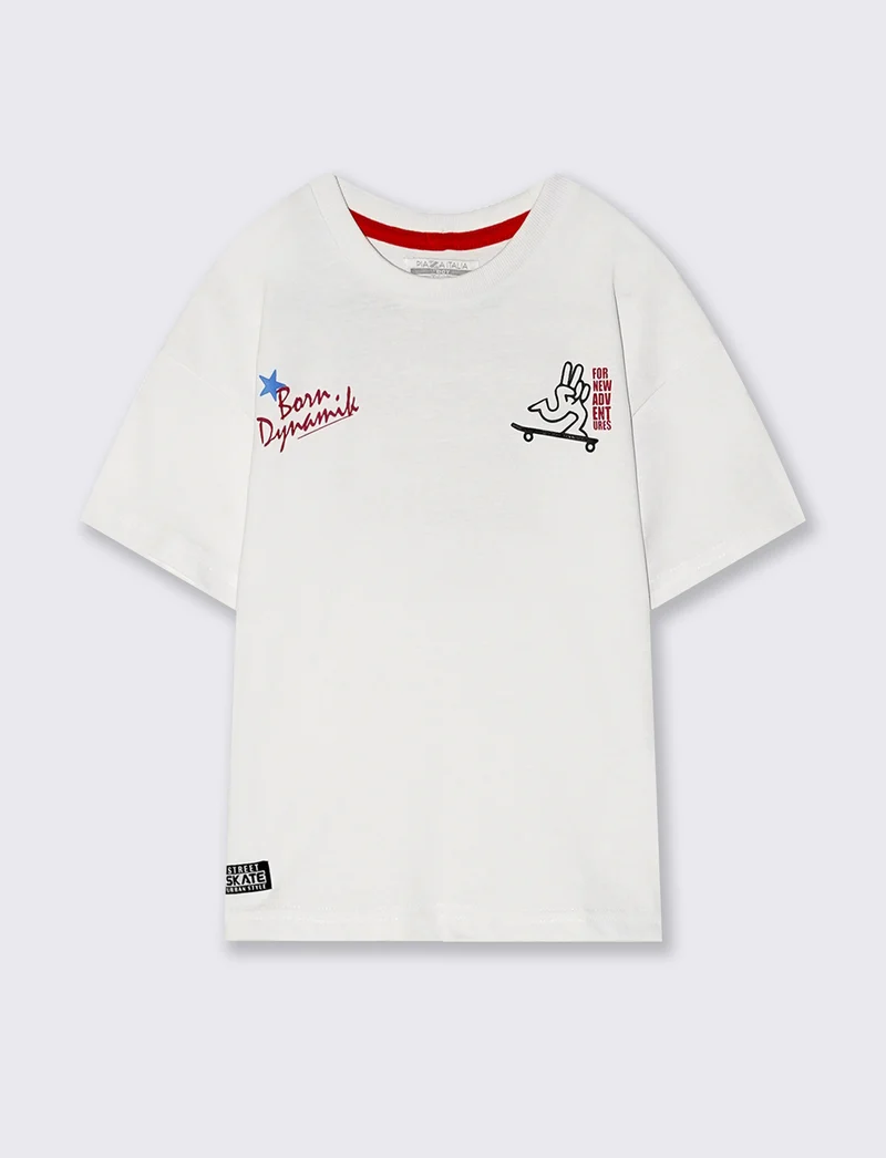 T-shirt con stampe e vestibilità loose - Bianco