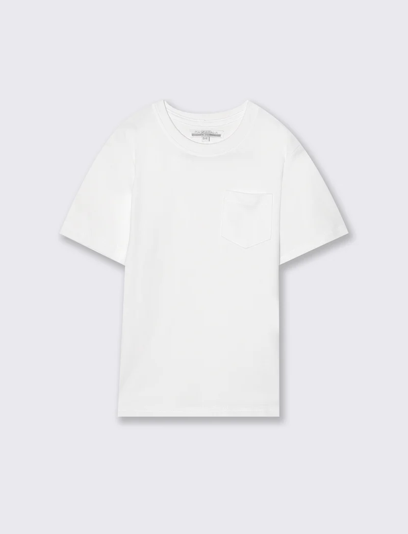 T-shirt girocollo con taschino versatile - Bianco