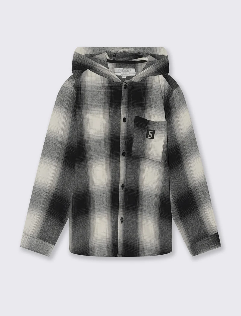 Camicia flanella a quadri con cappuccio - Fantasia