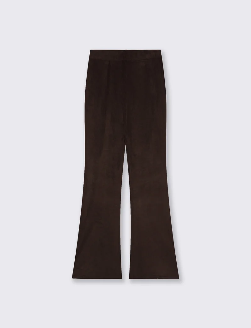 Pantalone elastico flare con vita comoda - Moro