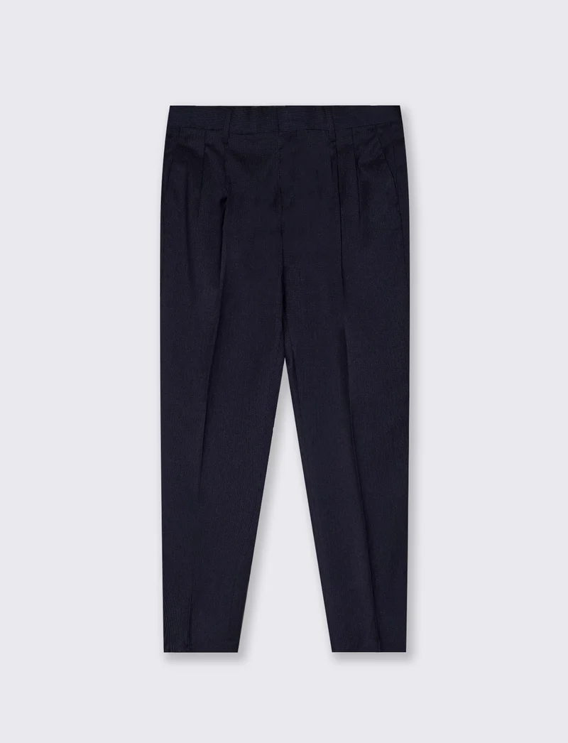 Pantaloni Formal Fit Effetto Occhio di Pernice - Blu