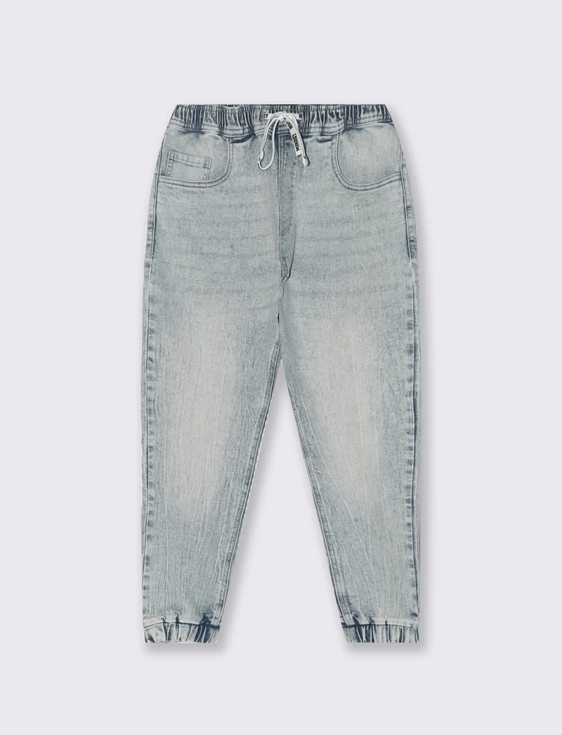 Jeans jogger con vita elasticizzata - Denim chiaro