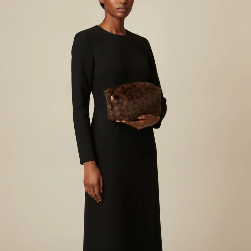 Necessaire in Finta Pelliccia Montone - Leopardato