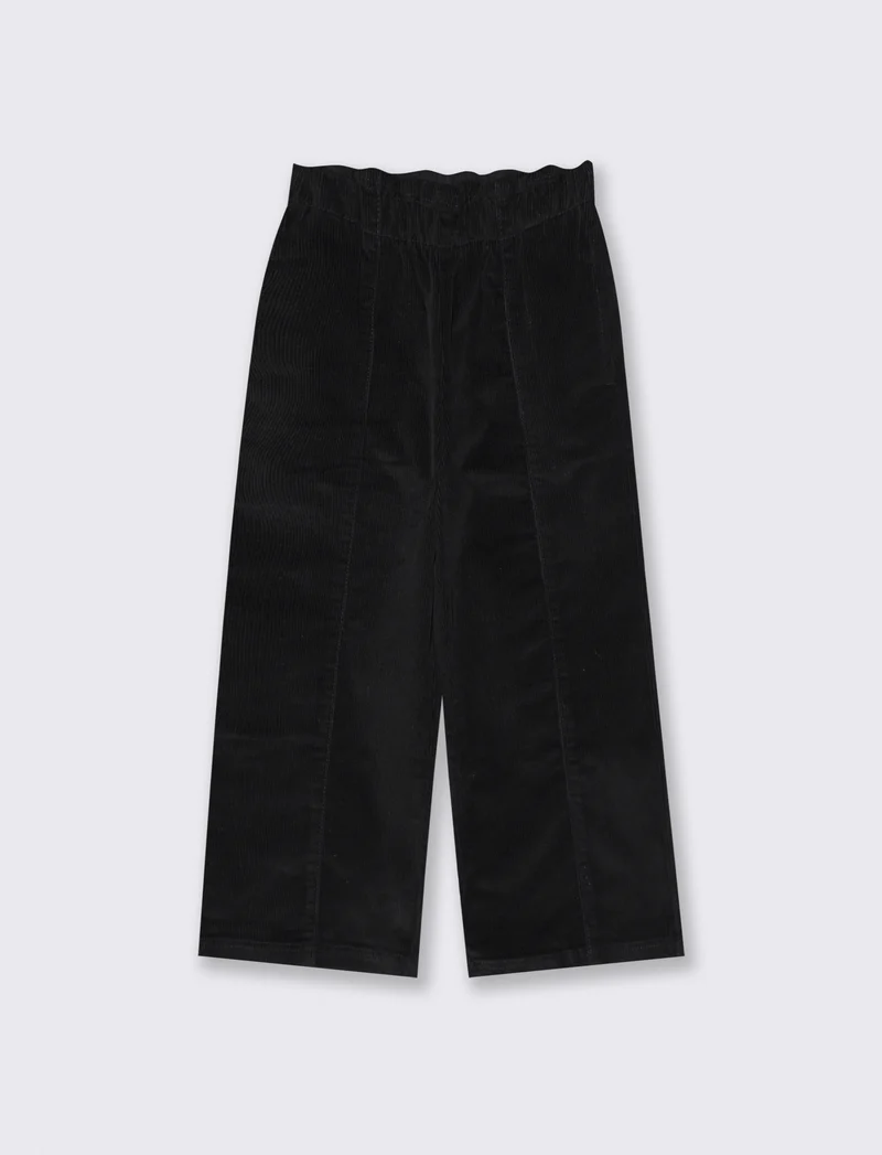 Pantaloni in velluto elastico gamba larga - Nero