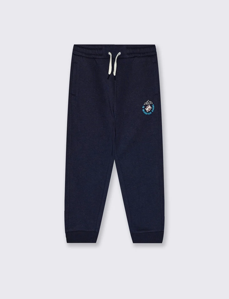 Jogger in felpa con stampa e tasche - Blu