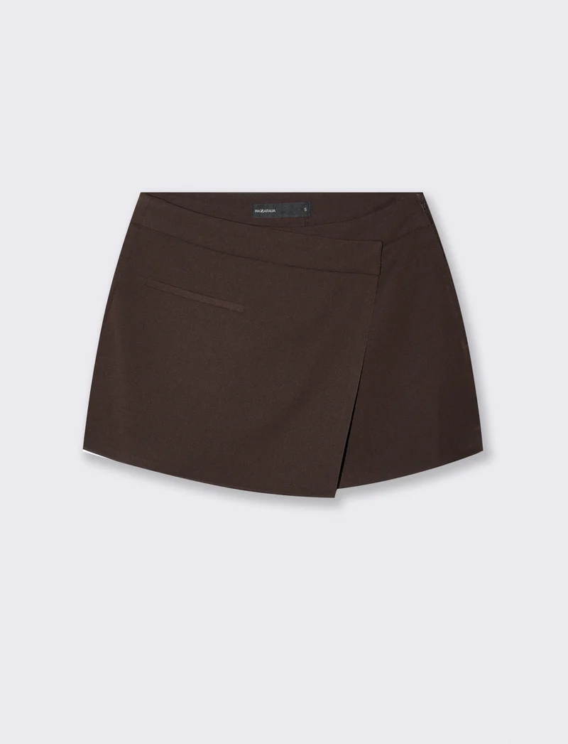 Gonna pantalone mini con finta tasca - Nero