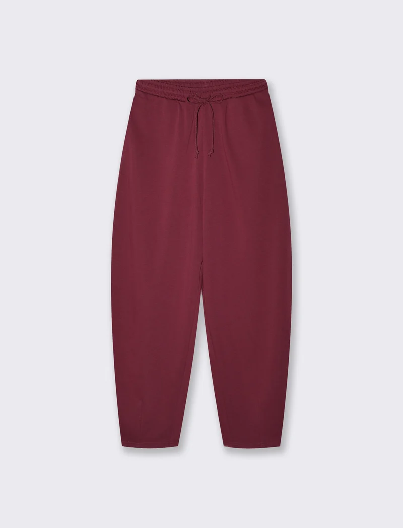 Pantalone basico con vita arricciata - Viola prugna