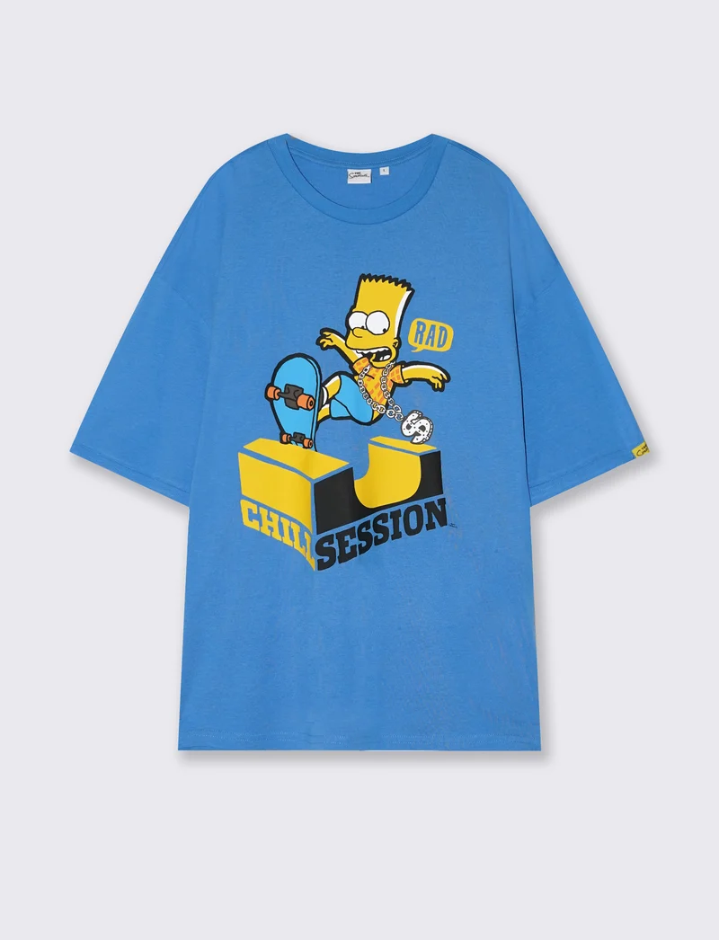 T-shirt Simpsons girocollo uomo boxy fit - Bluette